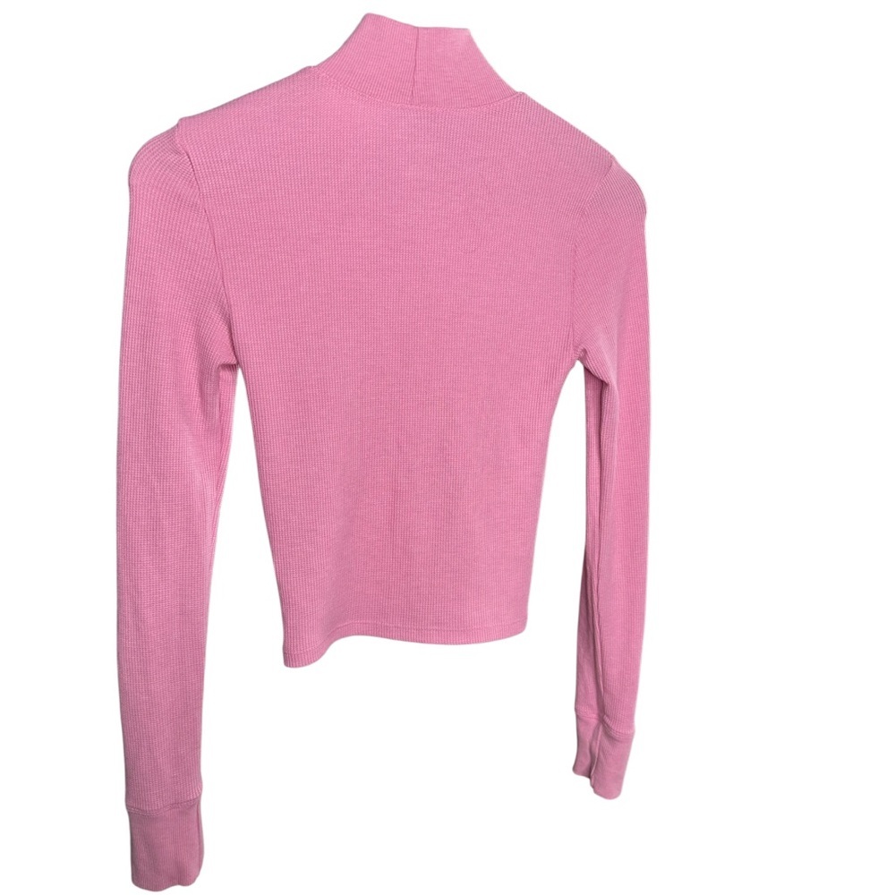 American Eagle | Pink Ribbed Mock Neck Long Sleeve Top | Stretch | Size XS - Picture 4 of 7